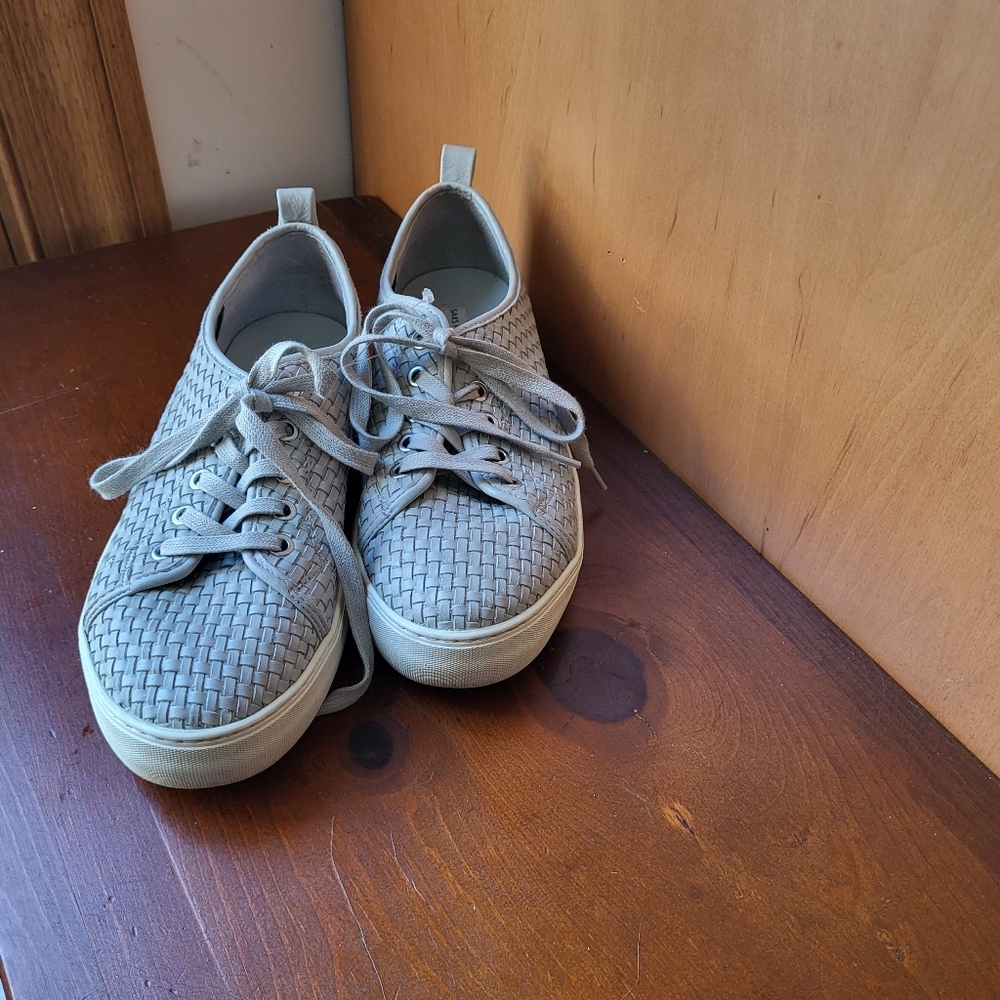 Saks Fifth Avenue - Gray Woven Leather Sneakers